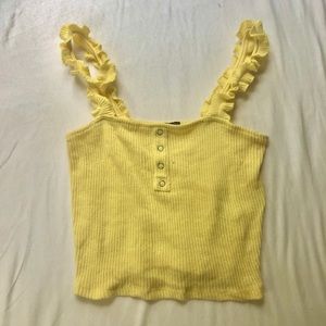 Frilly knit yellow tank top